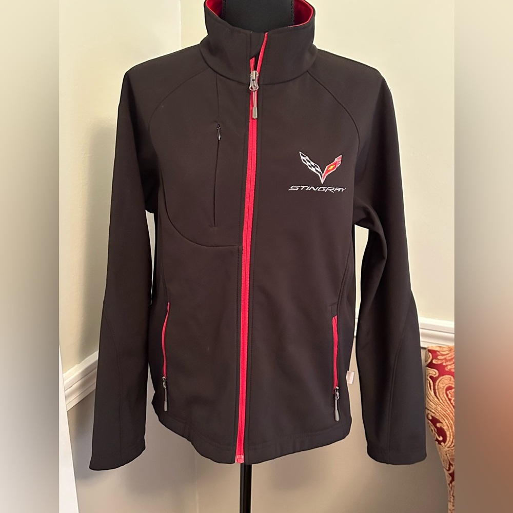 Landway Softshell Corvette Stingray Jacket Mid-weight Black Red Zip Medium (R)